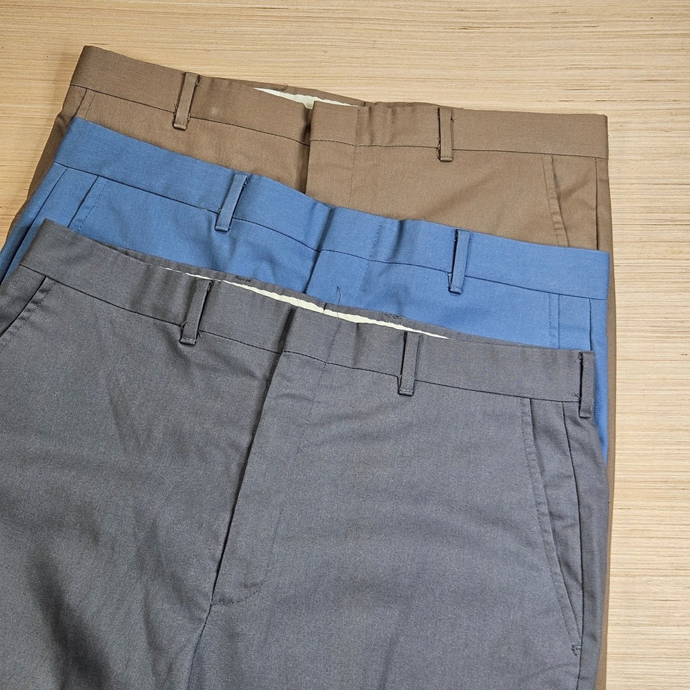 Lot of 3 Vintage Wrangler Slacks Pants Men 34 XL Fit 33x33 Straight Leg USA READ